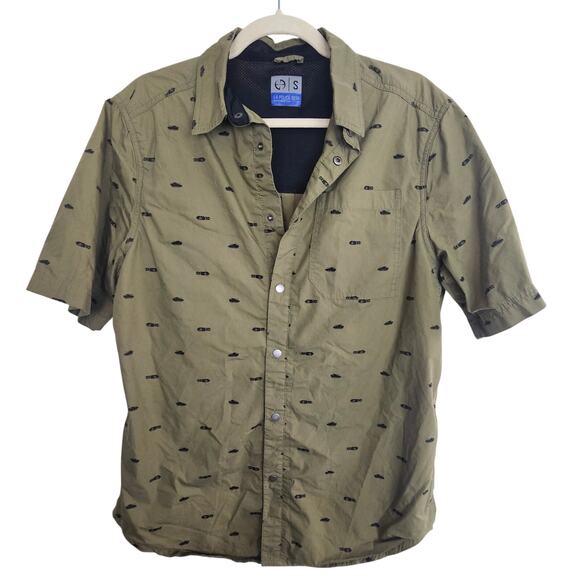 LA Police Gear Other - LA Police Gear Green All Over Print Snap Front Short Sleeve Shirt Men S